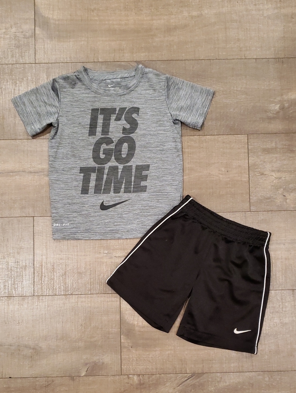 Nike Gray 'It's Go Time' Tee with Black Athletic Shorts 5T